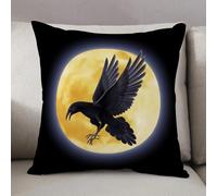 LEZUAHSH Federe per Cuscini,Cuscini Divano Fodera per Cuscino Camera da Letto Decorazione per Interni 50x50cm Cuscino,Corvo nero che vola sullo sfondo di una luna piena