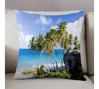 LEZUAHSH Federe per Cuscini,Cuscini Divano Fodera per Cuscino Camera da Letto Decorazione per Interni 50x50cm Cuscino,Decor Landscape, stampa di destinazione esotica con isola caraibica con pal