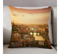 LEZUAHSH Federe per Cuscini,Cuscini Divano Fodera per Cuscino Camera da Letto Decorazione per Interni 50x50cm Cuscino,Vista al tramonto del ponte Ponte Vecchio. Firenze Italia