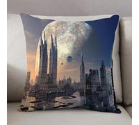 LEZUAHSH Federe per Cuscini,Cuscini Divano Fodera per Cuscino Camera da Letto Decorazione per Interni 50x50cm Cuscino,Città, astronavi in formazione Città aliena futuristica nella