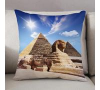LEZUAHSH Federe per Cuscini,Cuscini Divano Fodera per Cuscino Camera da Letto Decorazione per Interni 50x50cm Cuscino,La Grande Sfinge tra le Piramidi di Chefren e Micerino di Giza Cairo Egitto