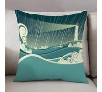 LEZUAHSH Federe per Cuscini,Cuscini Divano Fodera per Cuscino Camera da Letto Decorazione per Interni 50x50cm Cuscino,Decorazione, faro Paesaggio marino in Notte piovosa Torre tempestosa