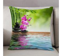 LEZUAHSH Federe per Cuscini,Cuscini Divano Fodera per Cuscino Camera da Letto Decorazione per Interni 50x50cm Cuscino,Set Spa, pietra di fiori di orchidea Cultura orientale Spiritualità Benesse