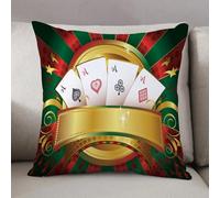 LEZUAHSH Federe per Cuscini,Cuscini Divano Fodera per Cuscino Camera da Letto Decorazione per Interni 50x50cm Cuscino,Torneo di poker, gioco d'azzardo Ricchezza Carte da gioco Mano Casinò Roule