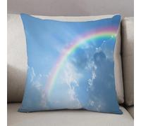 LEZUAHSH Federe per Cuscini,Cuscini Divano Fodera per Cuscino Camera da Letto Decorazione per Interni 50x50cm Cuscino,Arcobaleno di nuvole del cielo naturale con cielo azzurro e nuvole bianche