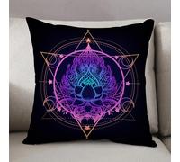 LEZUAHSH Federe per Cuscini,Cuscini Divano Fodera per Cuscino Camera da Letto Decorazione per Interni 50x50cm Cuscino,Set di simboli di geometria sacra e Boo. Segno ayurvedico di armonia ed equ