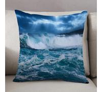 LEZUAHSH Federe per Cuscini,Cuscini Divano Fodera per Cuscino Camera da Letto Decorazione per Interni 50x50cm Cuscino,Nuvole scure e onde oceaniche che si infrangono durante la tempesta nell'oc