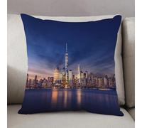 LEZUAHSH Federe per Cuscini,Cuscini Divano Fodera per Cuscino Camera da Letto Decorazione per Interni 50x50cm Cuscino,Città, New York Skyline Manhattan Dopo il tramonto Metropoli Centro città P
