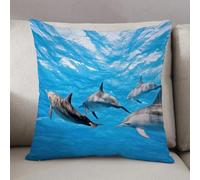 LEZUAHSH Federe per Cuscini,Cuscini Divano Fodera per Cuscino Camera da Letto Decorazione per Interni 50x50cm Cuscino,Delfino, fotografia subacquea di delfini che nuotano felici immagine della