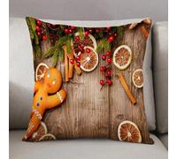 LEZUAHSH Federe per Cuscini,Cuscini Divano Fodera per Cuscino Camera da Letto Decorazione per Interni 50x50cm Cuscino,Sfondo delle vacanze di Natale. Omino di pan di