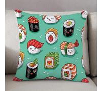 LEZUAHSH Federe per Cuscini,Cuscini Divano Fodera per Cuscino Camera da Letto Decorazione per Interni 50x50cm Cuscino,Modello carino con rotoli di cartone animato e sushi in stile kawaii