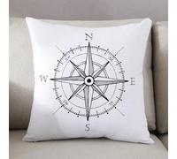 LEZUAHSH Federe per Cuscini,Cuscini Divano Fodera per Cuscino Camera da Letto Decorazione per Interni 50x50cm Cuscino,Bussola, bussola disegnata a mano, rosa dei venti, nord e sud-est-ovest, is