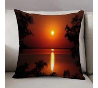 LEZUAHSH Federe per Cuscini,Cuscini Divano Fodera per Cuscino Camera da Letto Decorazione per Interni 50x50cm Cuscino,Alba sull'acqua del lago con il riflesso del sentiero sulla superficie dell