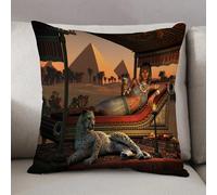 LEZUAHSH Federe per Cuscini,Cuscini Divano Fodera per Cuscino Camera da Letto Decorazione per Interni 50x50cm Cuscino,Egitto leopardo Antica donna egiziana del sesso e un ghepardo addomesticato