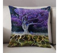 LEZUAHSH Federe per Cuscini,Cuscini Divano Fodera per Cuscino Camera da Letto Decorazione per Interni 50x50cm Cuscino,Albero della vita rosato-marrone nella notte. La tecnica del dabbing confer