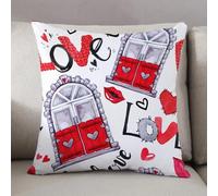 LEZUAHSH Federe per Cuscini,Cuscini Divano Fodera per Cuscino Camera da Letto Decorazione per Interni 50x50cm Cuscino,Cuore di San Valentino Labbra rosse sexy e porta dell'amore