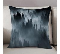 LEZUAHSH Federe per Cuscini,Cuscini Divano Fodera per Cuscino Camera da Letto Decorazione per Interni 50x50cm Cuscino,Bellissimo paesaggio invernale in montagna. Alba. Valle dei Carpazi con neb