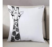 LEZUAHSH Federe per Cuscini,Cuscini Divano Fodera per Cuscino Camera da Letto Decorazione per Interni 50x50cm Cuscino,Testa di giraffa in stile incisione. Animale bianco africano in stile schiz