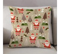 LEZUAHSH Federe per Cuscini,Cuscini Divano Fodera per Cuscino Camera da Letto Decorazione per Interni 50x50cm Cuscino,tico motivo con Babbo Natale e pino senza soluzione di continuità per le fe