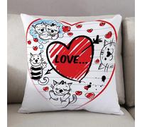 LEZUAHSH Federe per Cuscini,Cuscini Divano Fodera per Cuscino Camera da Letto Decorazione per Interni 50x50cm Cuscino,gatti e amore in un grande cuore