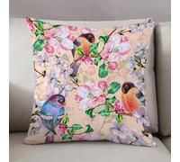 LEZUAHSH Federe per Cuscini,Cuscini Divano Fodera per Cuscino Camera da Letto Decorazione per Interni 50x50cm Cuscino,Fiori di ciliegio e melo con ciuffolotto. Immagine ad acquerello su un deli