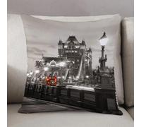 LEZUAHSH Federe per Cuscini,Cuscini Divano Fodera per Cuscino Camera da Letto Decorazione per Interni 50x50cm Cuscino,Bianco e nero, tema Londra Tower Bridge nella famosa città paesaggio urbano