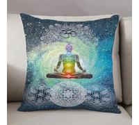 LEZUAHSH Federe per Cuscini,Cuscini Divano Fodera per Cuscino Camera da Letto Decorazione per Interni 50x50cm Cuscino,Uomo digitale che fa yoga per l'energia spirituale. Illustrazione di un uom
