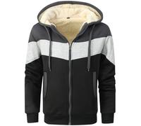 LEZUAN Felpa con Cappuccio Uomo Vello Foderato, Hoodie con Cerniera Integrale, Cappotto con Cappuccio di Spessore, Giacca con Cappuccio Inverno Caldo(Grigio Scuro,4XL)