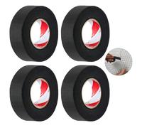 LFBEST 4 Pezzi Nastro Isolante in Tessuto, Nastro Isolante Nero Industriale Cablato Resistente al Calore, Nastro Isolante Telato,per Moto Automobile E Casa(19mmx19m)