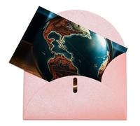LFDSEPYM Biglietto di auguri vuoto con busta, carta perlata, bel mappamondo, biglietto regalo per compleanno, congratulazioni, matrimonio, tutte le occasioni