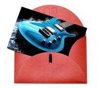 LFDSEPYM Biglietto di auguri vuoto con busta carta perlata biglietto blu chitarra Thinking of You biglietto regalo per compleanno, congratulazioni matrimonio tutte le occasioni