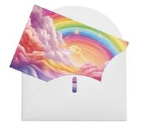 LFDSEPYM Biglietto di auguri vuoto con busta, carta perlata, biglietto colorato arcobaleno che pensa a te, biglietto regalo per compleanno, congratulazioni, matrimonio, tutte le occasioni