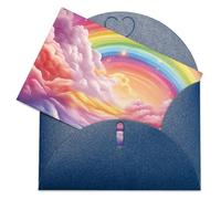 LFDSEPYM Biglietto di auguri vuoto con busta, carta perlata, biglietto colorato arcobaleno che pensa a te, biglietto regalo per compleanno, congratulazioni, matrimonio, tutte le occasioni