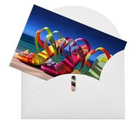 LFDSEPYM Biglietto di auguri vuoto con busta, carta perlata, biglietto colorato con sandali e scarpe che pensano a te, biglietto regalo per compleanno, congratulazioni, matrimonio, tutte le occasioni