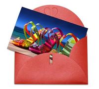 LFDSEPYM Biglietto di auguri vuoto con busta, carta perlata, biglietto colorato con sandali e scarpe che pensano a te, biglietto regalo per compleanno, congratulazioni, matrimonio, tutte le occasioni
