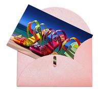 LFDSEPYM Biglietto di auguri vuoto con busta, carta perlata, biglietto colorato con sandali e scarpe che pensano a te, biglietto regalo per compleanno, congratulazioni, matrimonio, tutte le occasioni