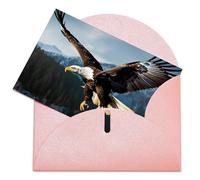 LFDSEPYM Biglietto di auguri vuoto con busta, carta perlata, biglietto con aquila a caccia che ti pensa, biglietto regalo per compleanno, congratulazioni, matrimonio, tutte le occasioni