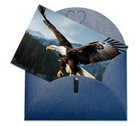 LFDSEPYM Biglietto di auguri vuoto con busta, carta perlata, biglietto con aquila a caccia che ti pensa, biglietto regalo per compleanno, congratulazioni, matrimonio, tutte le occasioni