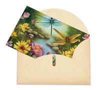 LFDSEPYM Biglietto di auguri vuoto con busta, carta perlata, biglietto con libellula, giardino, primavera, pensiero, biglietto regalo per compleanno, congratulazioni, matrimonio, tutte le occasioni