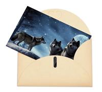 LFDSEPYM Biglietto di auguri vuoto con busta, carta perlata, biglietto con lupi che pensano a te, biglietto regalo per compleanno, congratulazioni, matrimonio, tutte le occasioni