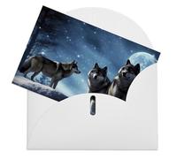 LFDSEPYM Biglietto di auguri vuoto con busta, carta perlata, biglietto con lupi che pensano a te, biglietto regalo per compleanno, congratulazioni, matrimonio, tutte le occasioni