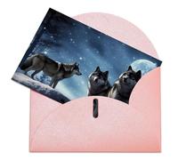 LFDSEPYM Biglietto di auguri vuoto con busta, carta perlata, biglietto con lupi che pensano a te, biglietto regalo per compleanno, congratulazioni, matrimonio, tutte le occasioni