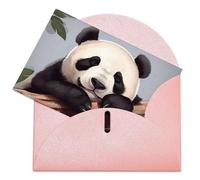 LFDSEPYM Biglietto di auguri vuoto con busta, carta perlata, biglietto con simpatico panda che pensa a te, biglietto regalo per compleanno, congratulazioni, matrimonio, tutte le occasioni