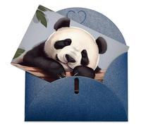 LFDSEPYM Biglietto di auguri vuoto con busta, carta perlata, biglietto con simpatico panda che pensa a te, biglietto regalo per compleanno, congratulazioni, matrimonio, tutte le occasioni