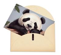 LFDSEPYM Biglietto di auguri vuoto con busta, carta perlata, biglietto con simpatico panda che pensa a te, biglietto regalo per compleanno, congratulazioni, matrimonio, tutte le occasioni