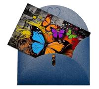 LFDSEPYM Biglietto di auguri vuoto con busta, carta perlata, biglietto graffiti farfalla che pensa a te, biglietto regalo per compleanno, congratulazioni, matrimonio, tutte le occasioni