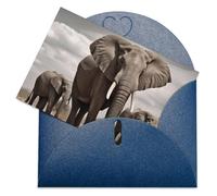 LFDSEPYM Biglietto di auguri vuoto con busta carta perlata biglietto note elefante africano che pensa a te biglietto regalo per compleanno, congratulazioni, matrimonio, tutte le occasioni