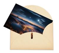 LFDSEPYM Biglietto di auguri vuoto con busta, carta perlata, biglietto per appunti, città, vista notturna, biglietto regalo per compleanno, congratulazioni, matrimonio, tutte le occasioni