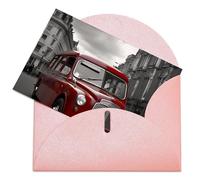 LFDSEPYM Biglietto di auguri vuoto con busta, carta perlata, biglietto per appunti con auto inglese che pensa a te, biglietto regalo per compleanno, congratulazioni, matrimonio, tutte le occasioni