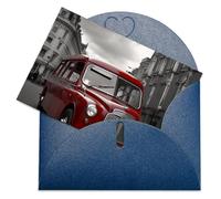 LFDSEPYM Biglietto di auguri vuoto con busta, carta perlata, biglietto per appunti con auto inglese che pensa a te, biglietto regalo per compleanno, congratulazioni, matrimonio, tutte le occasioni